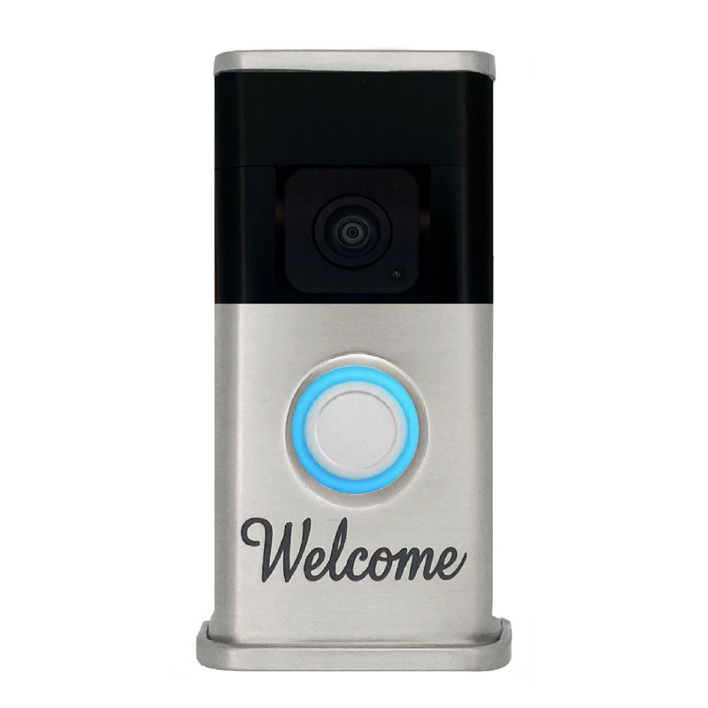 Couvre-sonnette Welcome Video - compatible avec une sonnette à pile (version 2024), Argent nickel