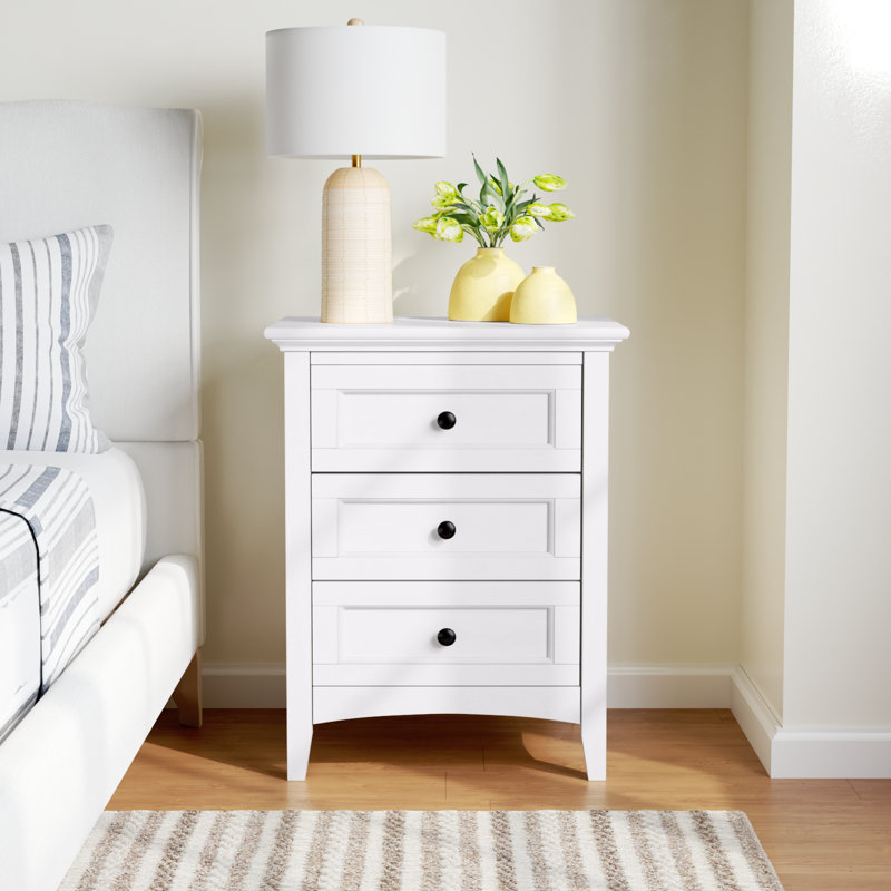 Melusina 23.25'' W Solid Wood Nightstand, White