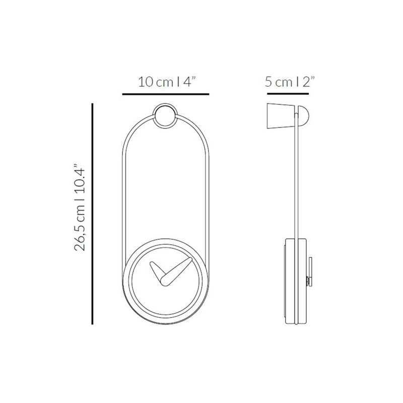 Micro Nomon Analog Wall Clock, Graphite/Oak