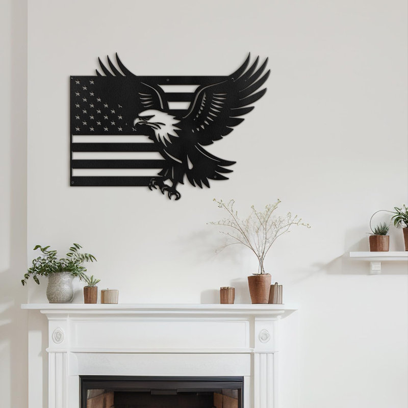 Décoration murale en métal, Noir, H 16 po x l 24 po x P 0,05 po