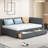 Full Upholstered Daybed with 2 Storage Drawers Sofa Bed Frame-1708571636