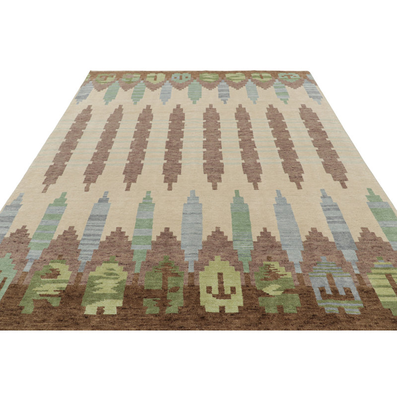 Rug & Kilim’S Scandinavian Style Rug In Beige-Brown And Blue With Geometric Patterns