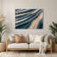 Art mural en métal horizontal rayé bleu acier gris crème-600021321