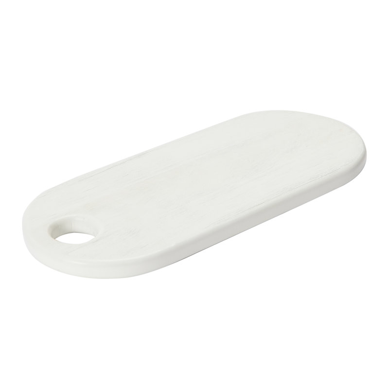 19" Textured White Acacia Wood Cheese/Serving Board