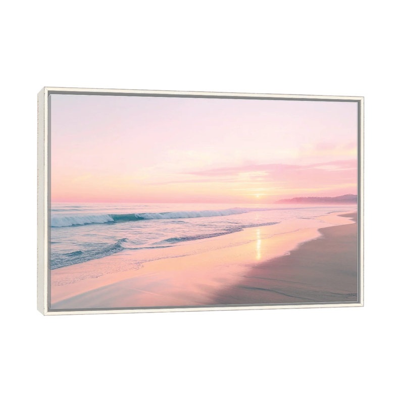Sunset Serenity - Framed Wall Art Print, 32" H x 48" W, Framed Print without Mat, Distressed White