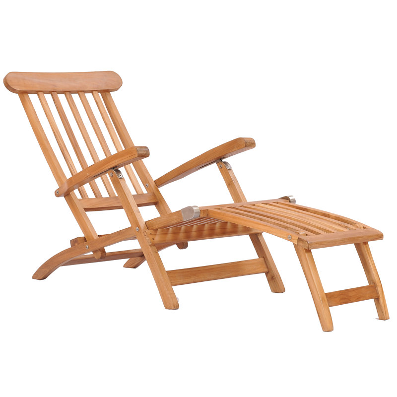 Boalt Outdoor Teak Wood Chaise Lounge