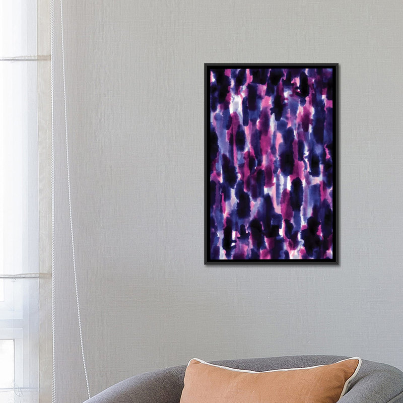 «Downpour Mauve», impression sur toile, H 26 po x l 18 po x P 1,5 po, Toile avec cadre noir, Pas de tapis
