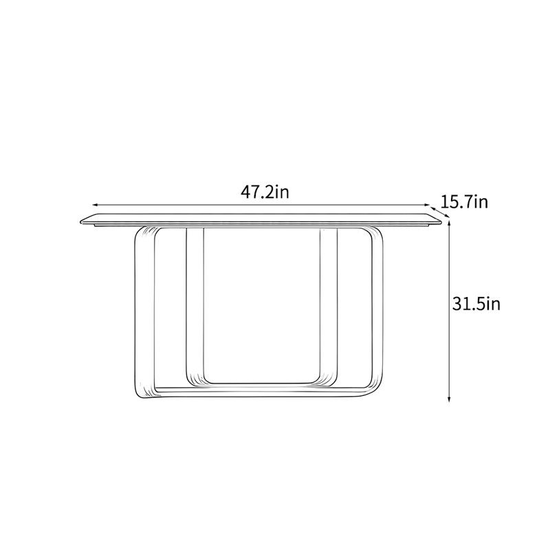 Console légère de luxe de style italien., H 31,5 po x l 47,2 po x P 15,7 po
