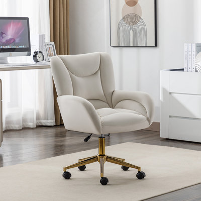 Chaise de bureau avec structure en métal, revêtement en velours, accoudoirs inclus, pivotant, hauteur réglable, roulettes
