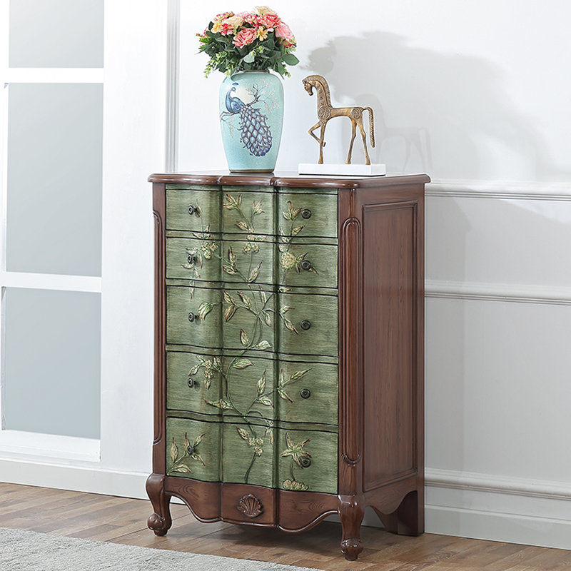 5-Drawer Hand-Painted Entryway Accent Chest