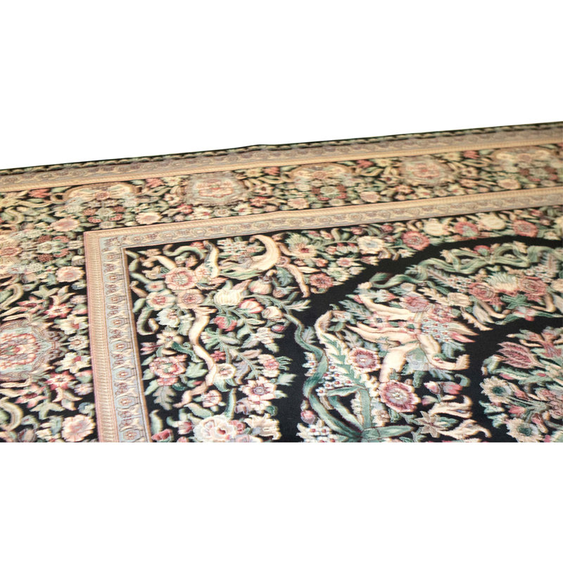 High-Quality Hand-Knotted Black Area Rug