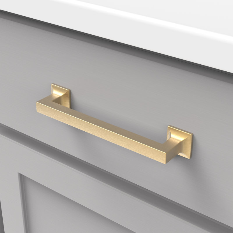 Studio Collection Handle Pull - 6-5/16" Center to Center Cabinet Pull Brushed Golden Brass - Transitional Hardware for Drawers & Cabinets