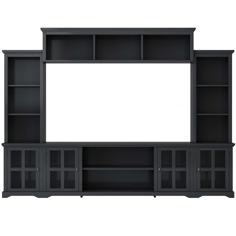 Unité murale de divertissement de style minimaliste avec pont, idéale pour les maisons modernes afin d'offrir un rangement organisé et une installation de divertissement transparente pour les téléviseurs de 70 po ou moins