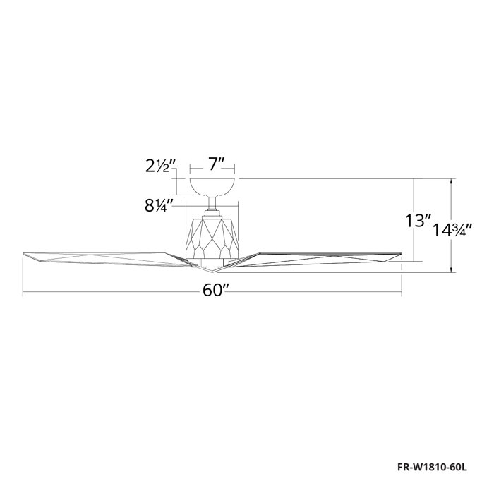 60" Vortex 3 - Blade Outdoor/Indoor Smart Standard Ceiling Fan with Wall Control Included, Works With Alexa and iOS or Android App