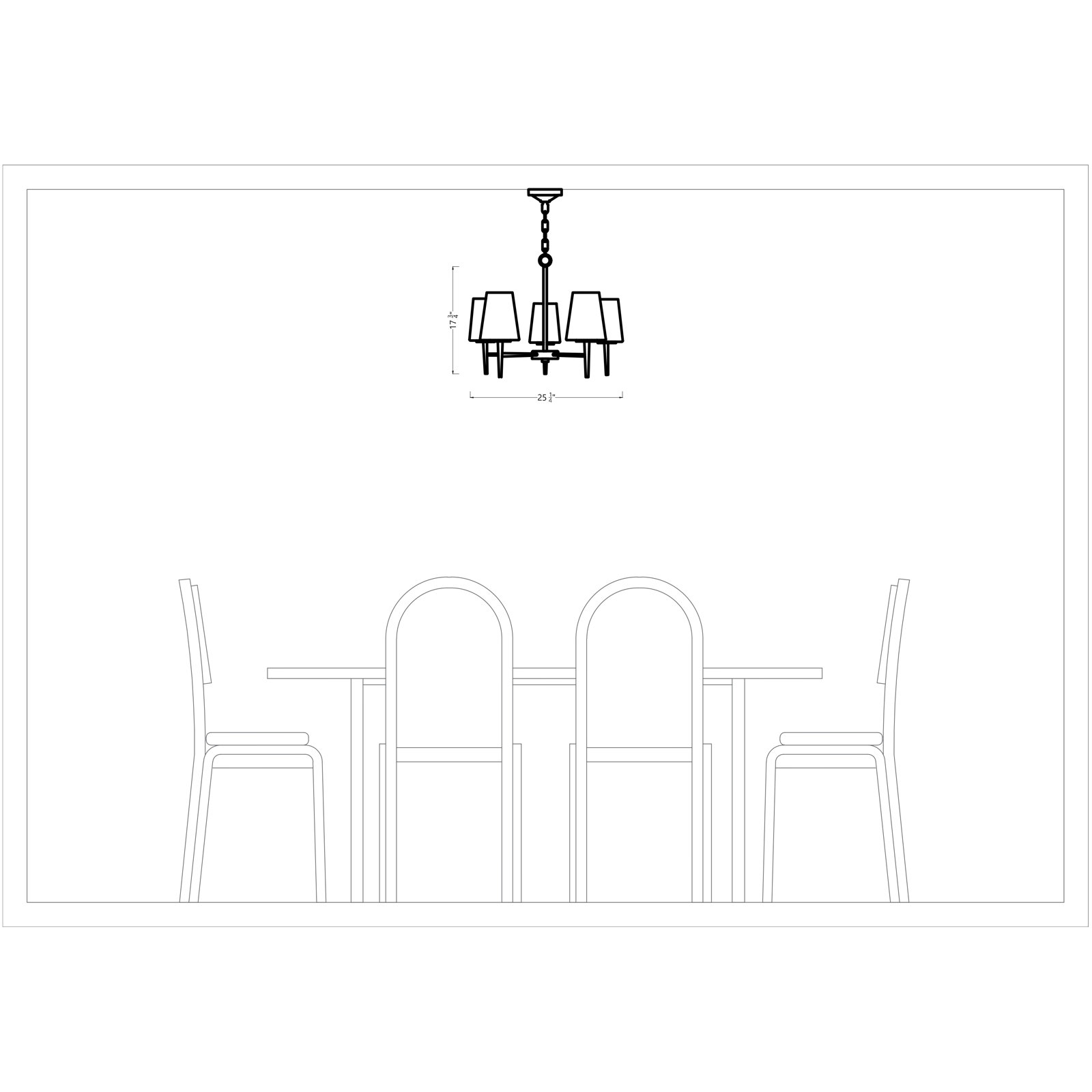 Erlandson 5 - Light Steel Dimmable Chandelier, Satin Brass, 17.5" H x 25.25" W x 25.25" D, 100 Watt A19 Medium