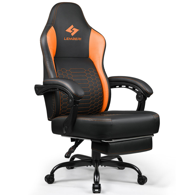 BOSSIN Ergonomic Game Chair with Footrest and Lumbar Support, Orange