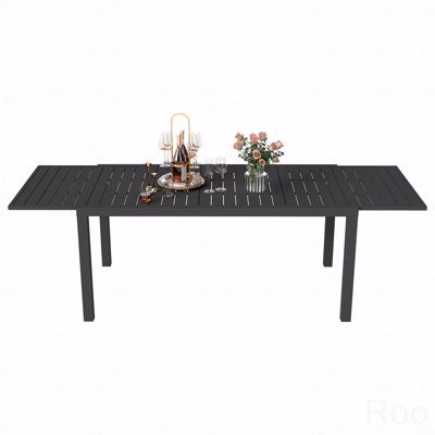 97.2"L Extendable Aluminum Outdoor Patio Dining Table