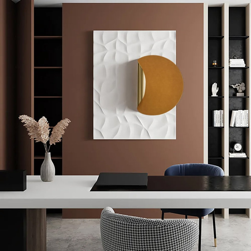 Art mural géométrique moderne et moderne pour fond de décoration murale rectangulaire orange