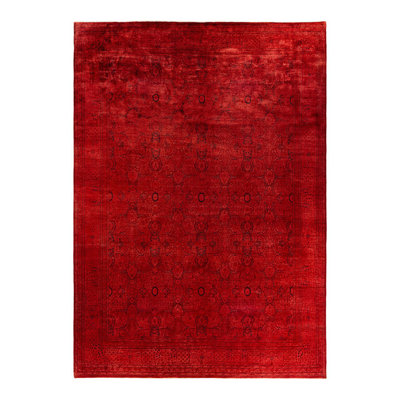 Tapis unique rouge / orange / noir 10 pi 2 po x 14 pi 4 po Overyed