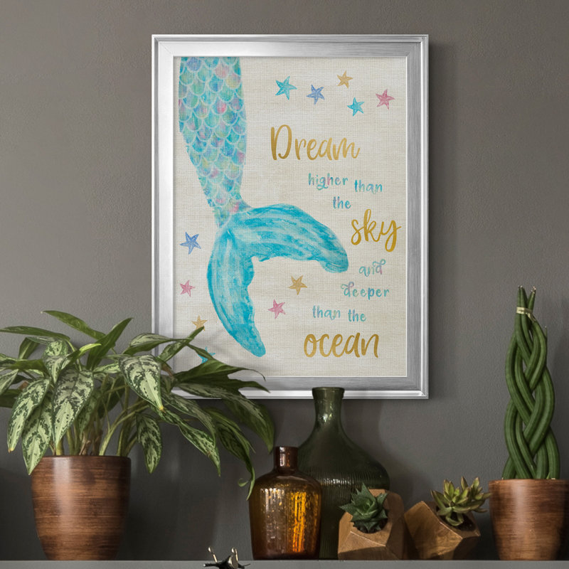 «Mermaid Dream», art textuel sur toile, H 22,5 po x l 30,5 po x P 1,5 po, Argent