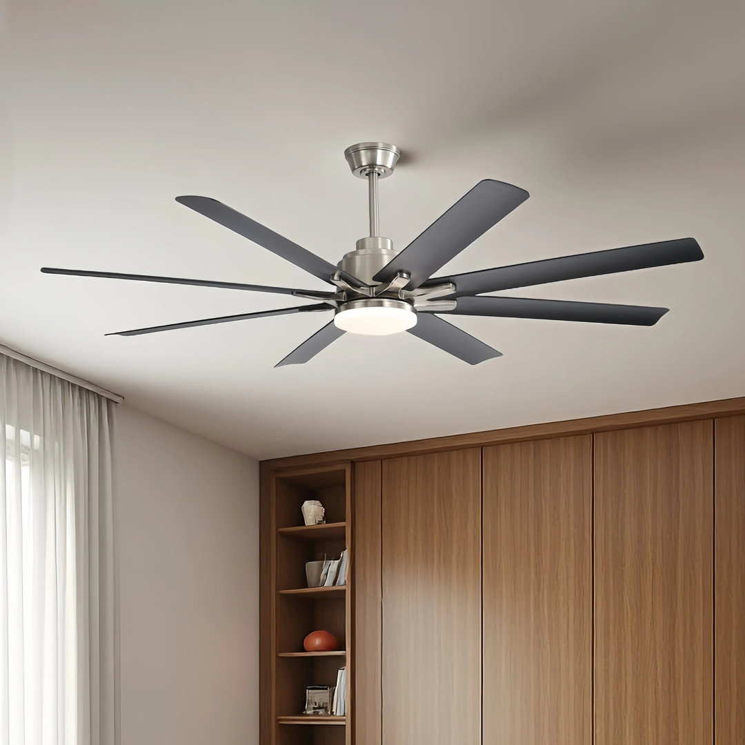 Brixham 66 in. Smart Ceiling Fan with Dimmable LED Light, Reversible DC Motor, and Remote Control George Oliver Fan Body 