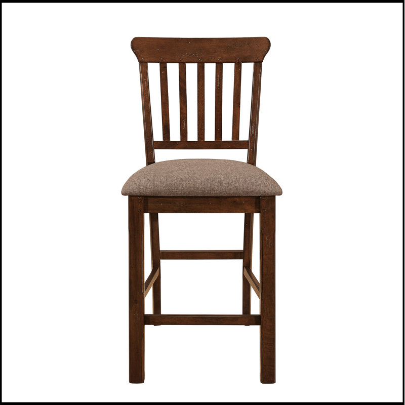 Ensemble de 2 chaises à hauteur de comptoir brun foncé avec sièges rembourrés confortables pour les cuisines classiques et modernes