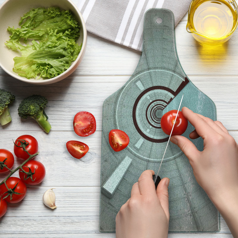 Futuristic Grey Tempered Glass Rectangular Cutting Board