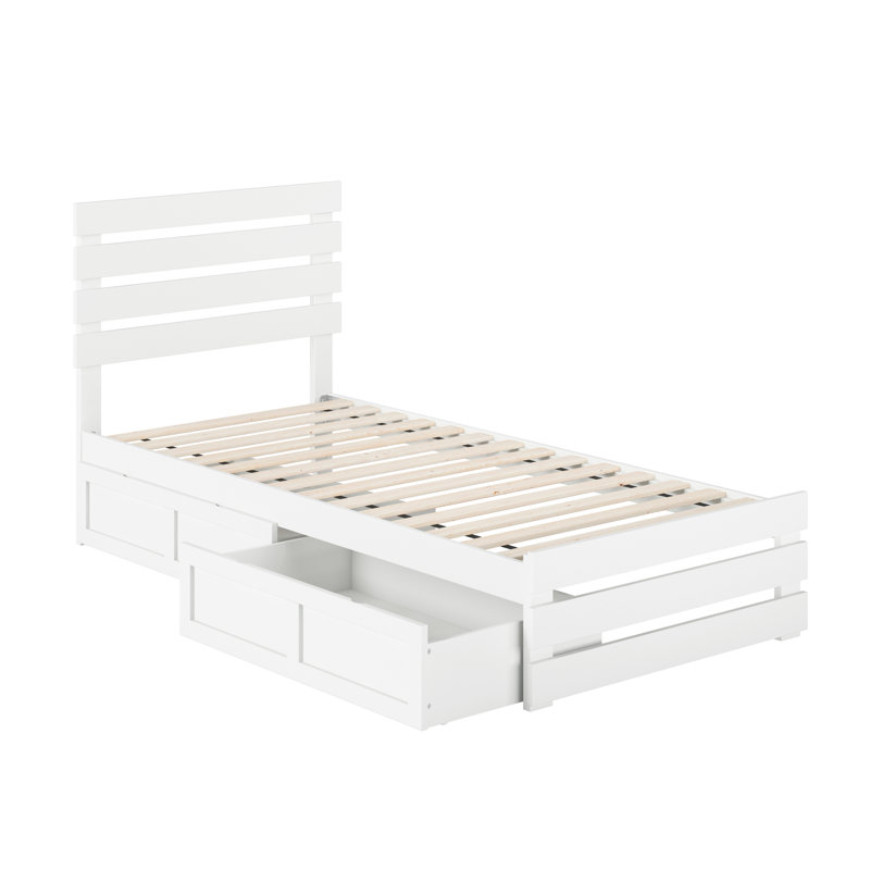 Dionis Kids Extra Long Twin with Drawers, White