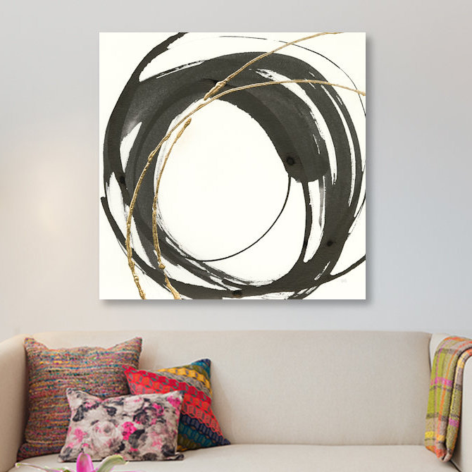 «Gilded Enso IV», reproduction d'impression sur toile, H 12 po x l 12 po x P 0,75 po, Pas de tapis, Toile tendue