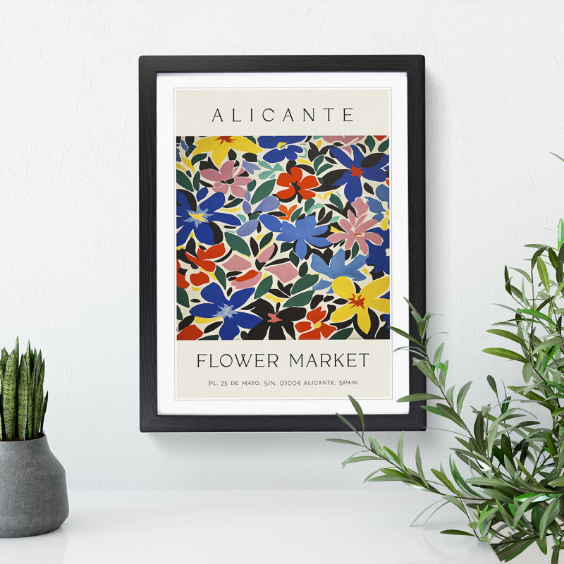 Alicante Flower Market Exhibition No.1 - Single Picture Frame Print on Wood, 64cm H x 46cm W x 2cm D