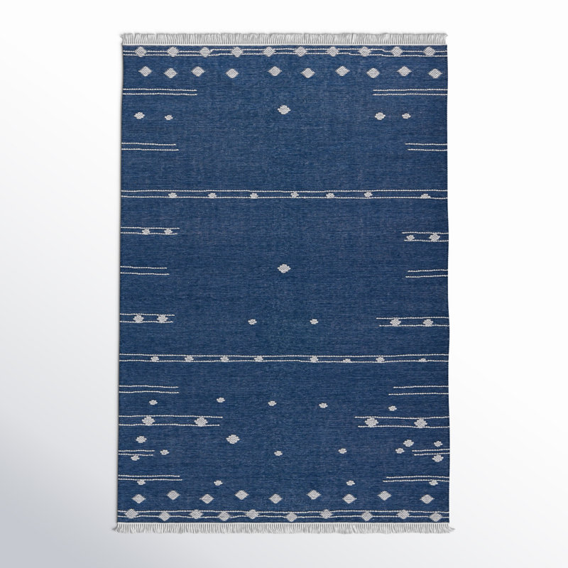 Calli Indoor/ Outdoor Geometric Blue/ White Area Rug, Rectangle 2' x 3'
