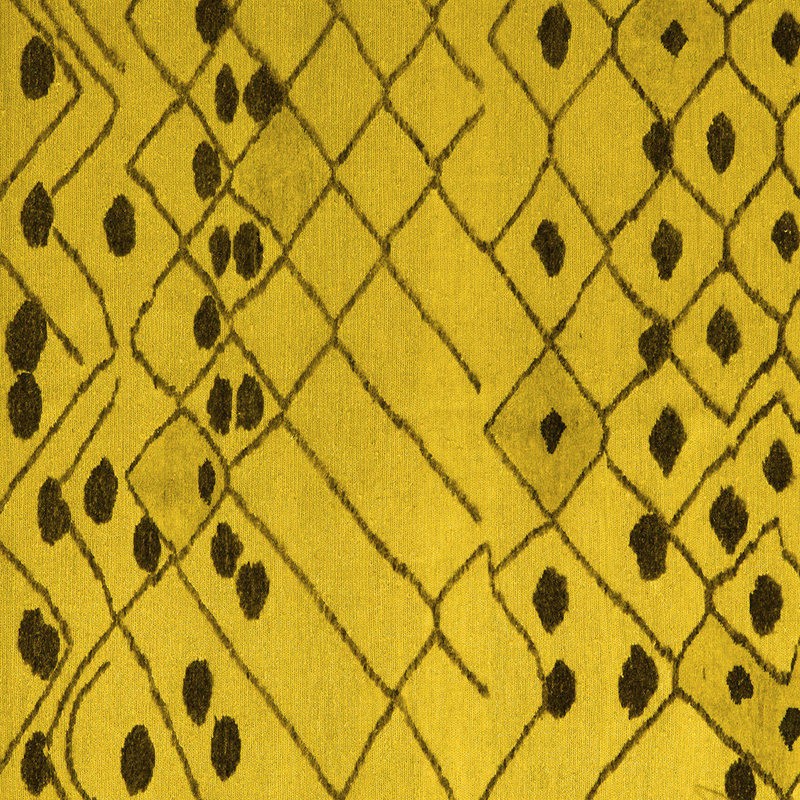 Abstract 5384 Yellow Machine Washable Area Rugs, Square 7'