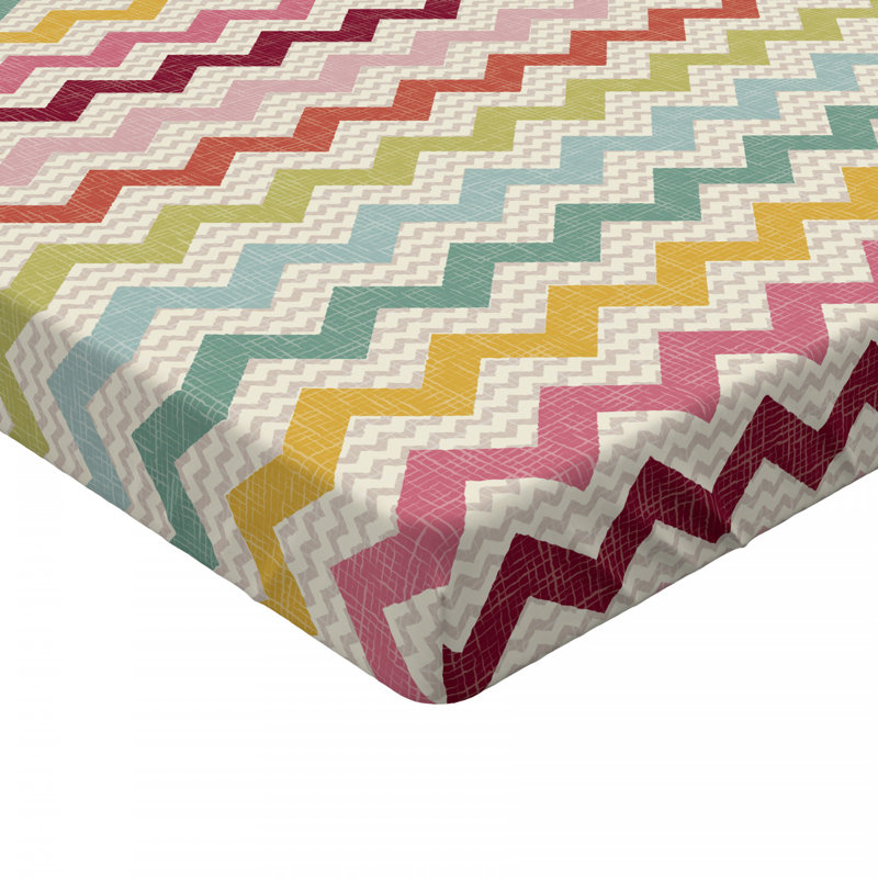 Microfiber Fitted Sheet, Queen Fitted Sheet, Green Chervon