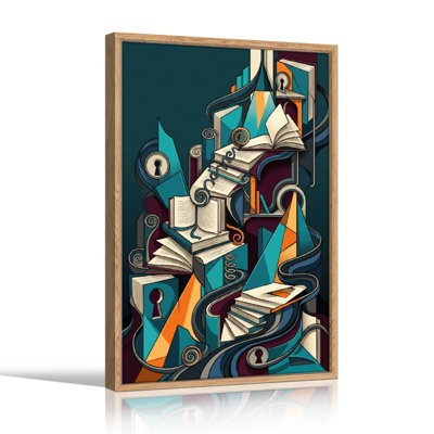 Book Staircase Canvas Wall Art Oil Painting Print Set Of 1
