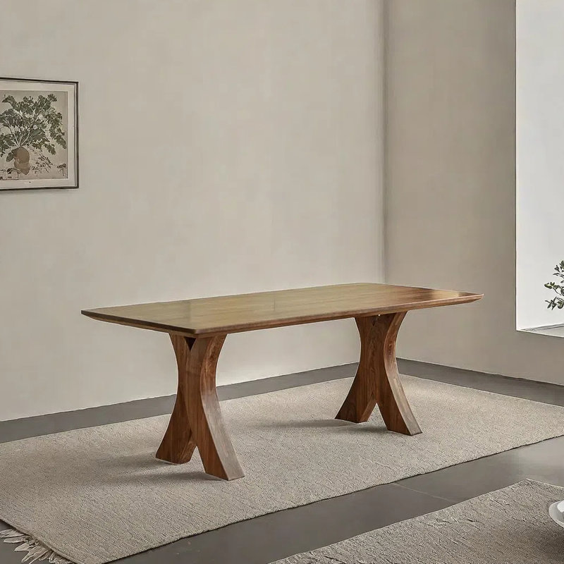 Table de salle à manger en bois massif de luxe minimaliste, H 29,52 po x L 94,48 po x l 39,37 po