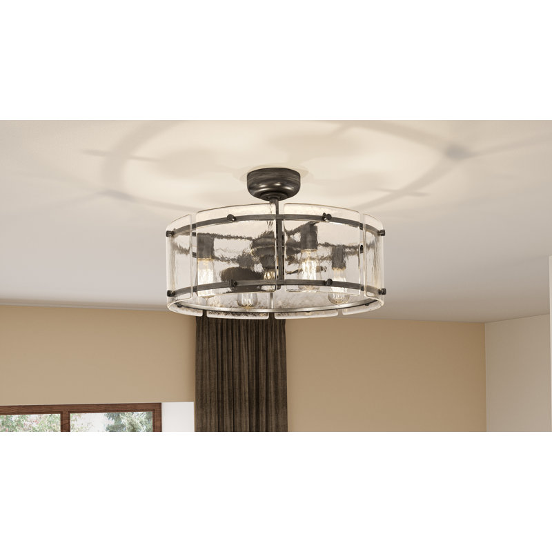 Ventilateur de plafond sans lame 12 pales 12 "avec télécommande et ensemble d'éclairage inclus Agatino