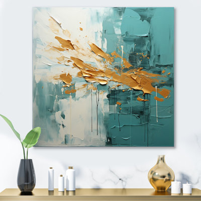 Teal Oasis IV - Reproduction de paysage abstrait sur métal