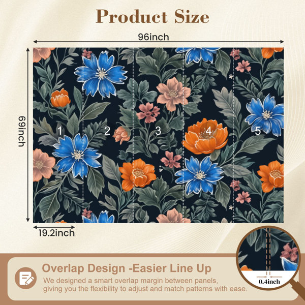Red Barrel Studio Vintage Peel and Stick Wallpaper Vibrant Floral Blue ...
