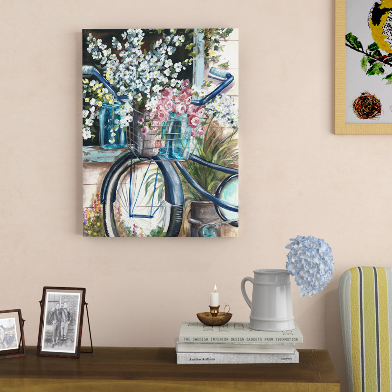 «Vintage Bicycle and Mason Jar», reproduction sur toile tendue, H 16 po x l 12 po