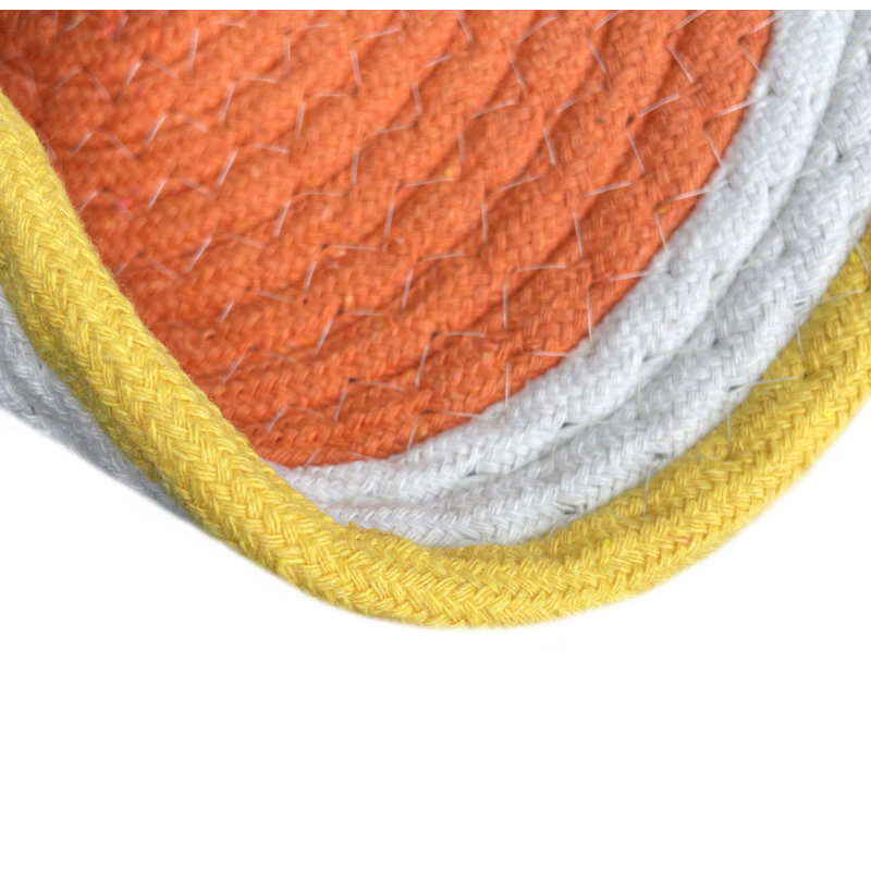 Polyester Round 6 Piece Trivet Set, Orange/Yellow/White