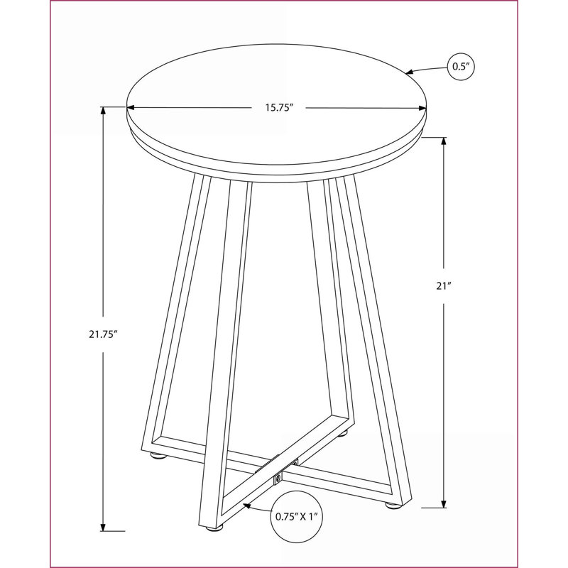 Table basse ronde moderne pour le salon - stratifié noir Métal, peu encombrant et amp; Facile à nettoyer
