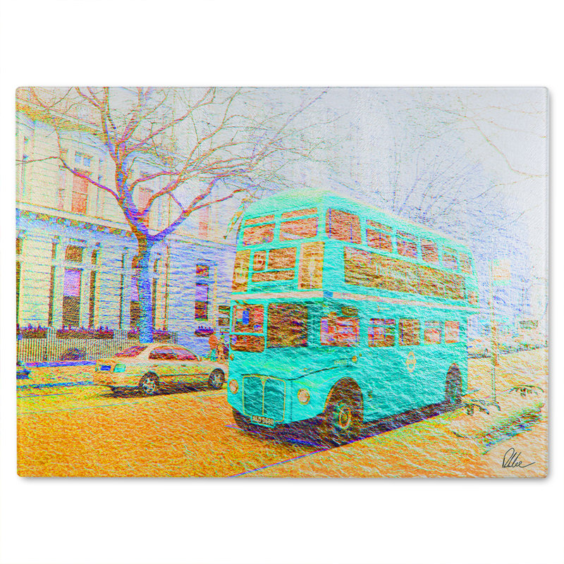 London Bus Front Glass Chopping Board, 40cm L x 28cm W
