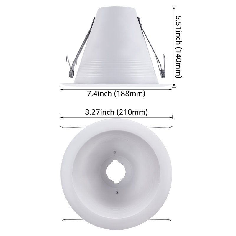 Collar 6" Recessed Light Baffle Trim, Full Metal Can Light Trim for Halo and Juno Remodel, White, White
