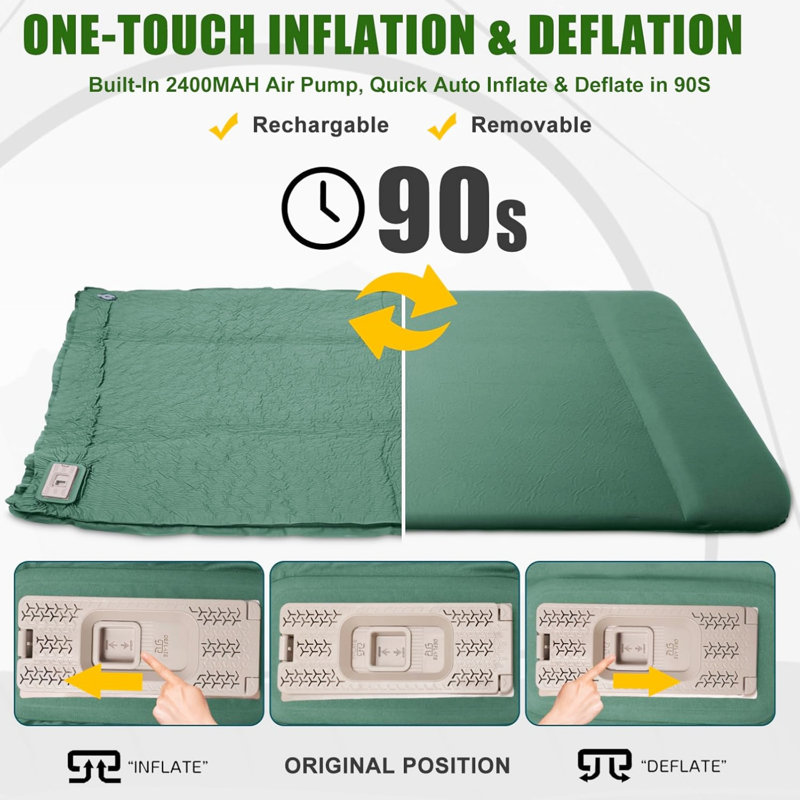 3.14" Thick Memory Foam Camping Mattress 2 Person w/Pillow, Green