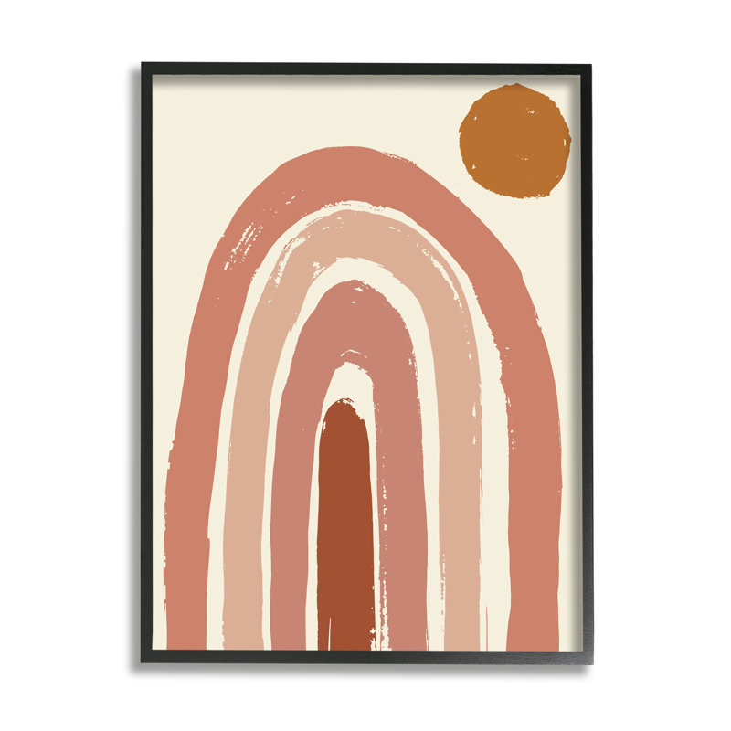 Désert soleil arc-en-ciel doux paysage beige, H 20 po x l 16 po x P 1,5 po, Giclée encadrée noir minuit