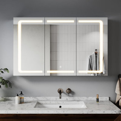 Denetia 1050mm W 650mm H Frameless Medicine Cabinet Mirror 5 Adjustable