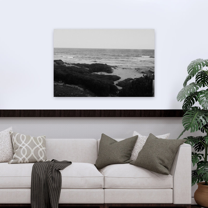 Black And White Coastal View Peaceful Serene Tranquil Coastal Wall Art Print 1 Piece Wrapped Canvas Wall Art