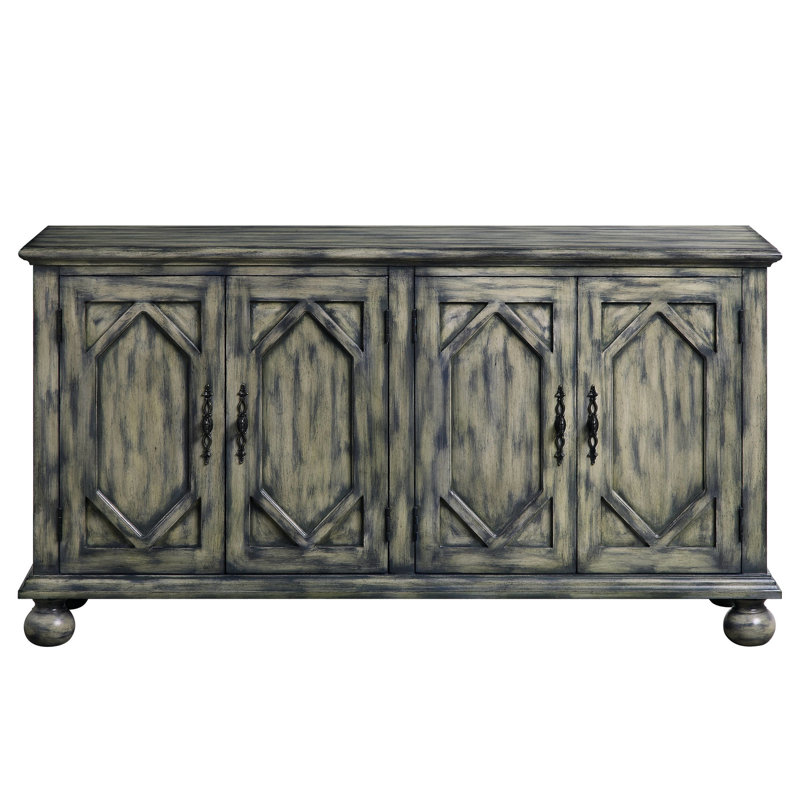 Armoire rustique grise avec façade détaillée - Ajoutez du caractère à votre console de design d'intérieur dans une pièce fonctionnelle et attrayante pour la maison