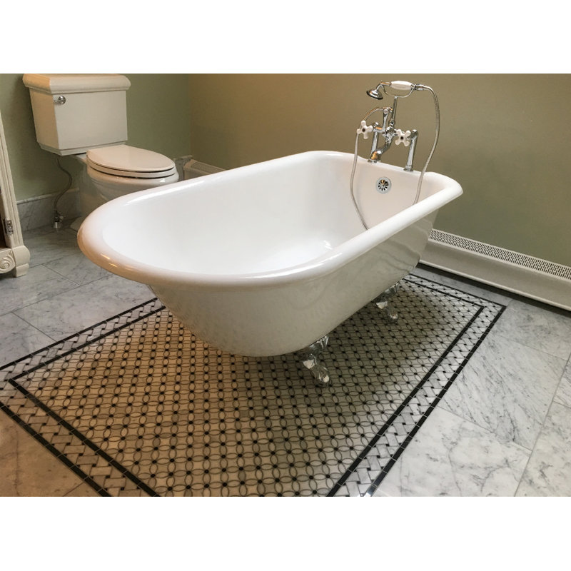 12 in. x 4 in. Basketweave Glazed Marble Tile