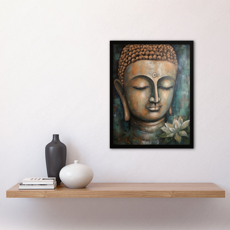 Norb Spiritual Meditation Buddha Face Lotus Flower - Single Picture Frame Print